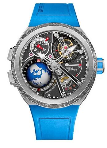 Greubel Forsey GMT Sport Titanium Grey Dial Blue Rubber replica watch